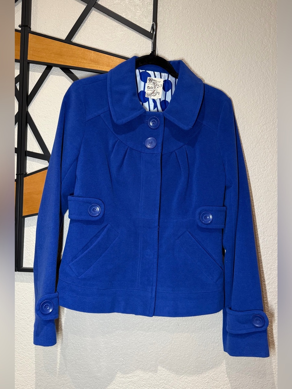 Tulle Women’s Royal Blue Buttoned Pea Coat